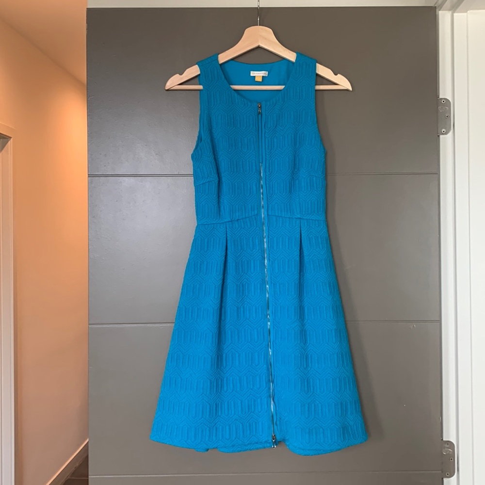 Anthropologie Leifsdottir blue zip up cocktail dress